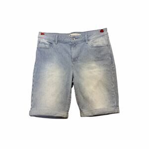 Levi's Shorts Size 12 Striped Denim Rolled Cuff Stretch Coastal Women's Heritage
